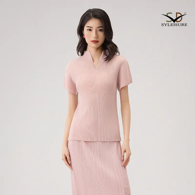 Women's Pleated Short - Sleeve V - Neck Top (3).jpg