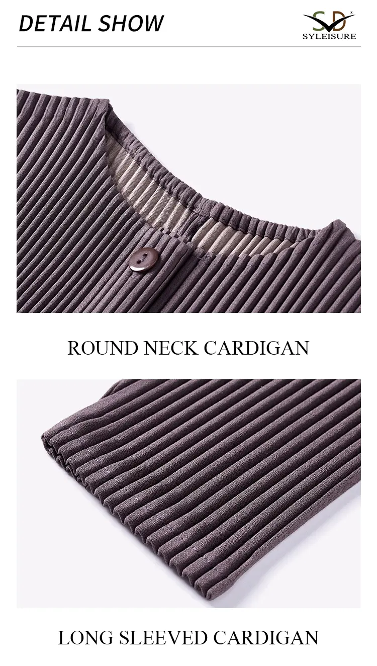 Sleeve Pleated Cardigan Set (9)