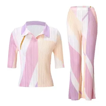 Women’s Colorblock Pleated Top and Pa...