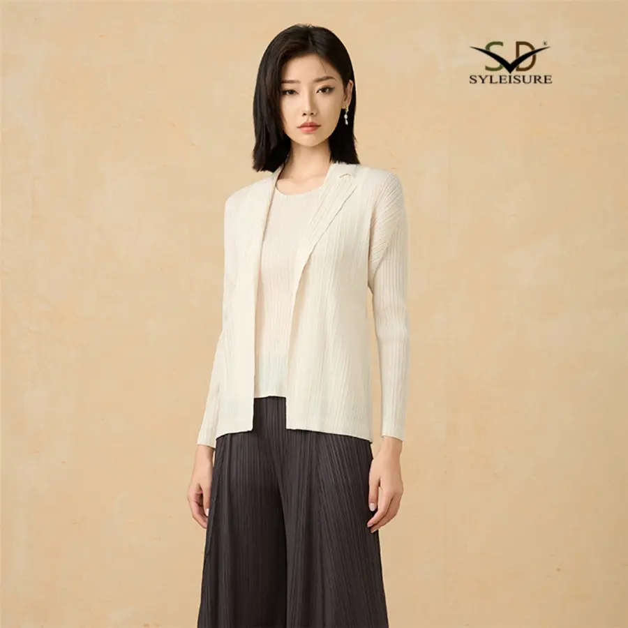 Women's Pleated Open - Front Blazer