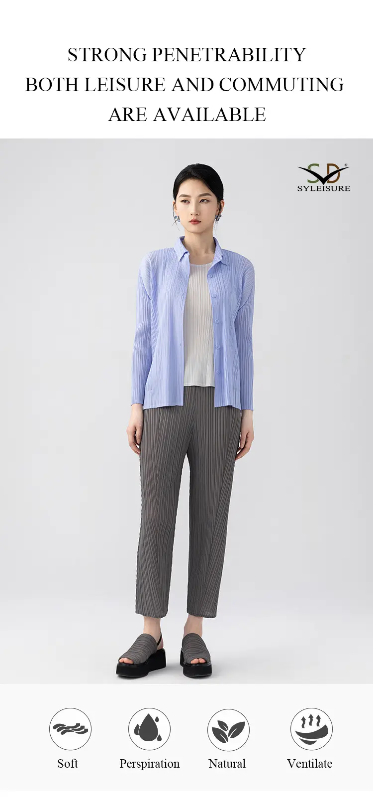 Women's Pleated Long - Sleeve Shirt (7)