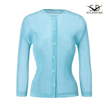 Women's Sheer Pleated Long - Sleeve C...
