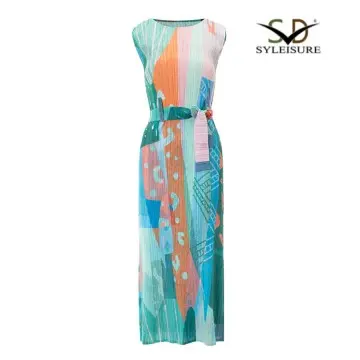 Women's Abstract Print Sleeveless Mid...