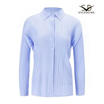 Women's Pleated Long - Sleeve Shirt