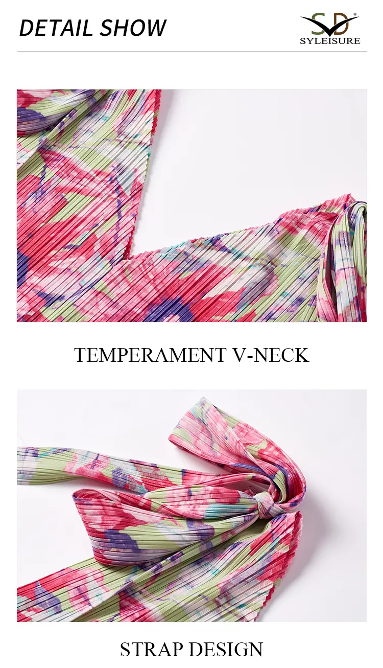 Women's Floral - Printed Pleated Sleeveless Midi Dress (9)