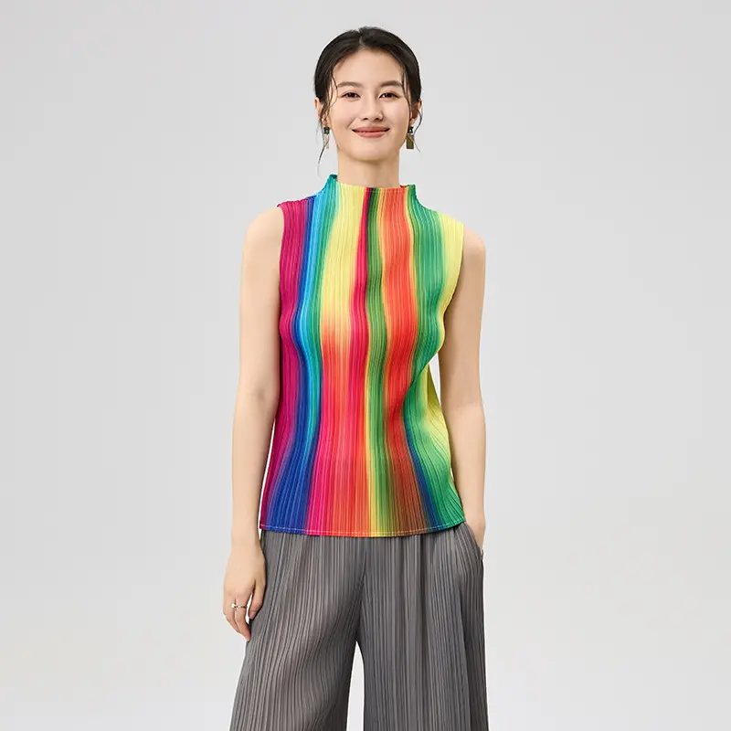 Women’s Sleeveless Pleated Top – High...