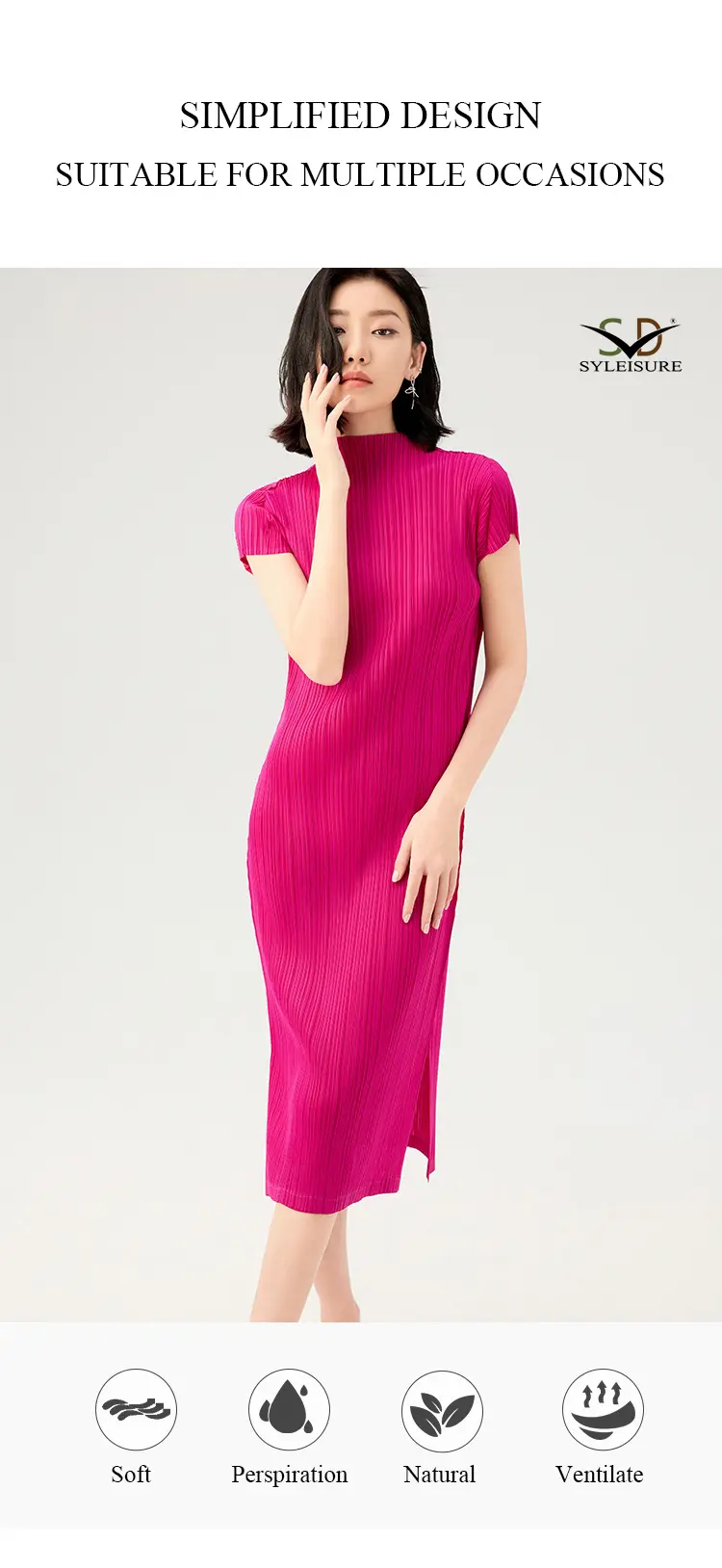 Mock Neck Short Sleeve Midi Dress  (3)