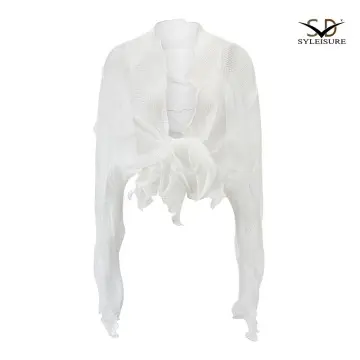 Women's Sheer Pleated Ruffled Shrug