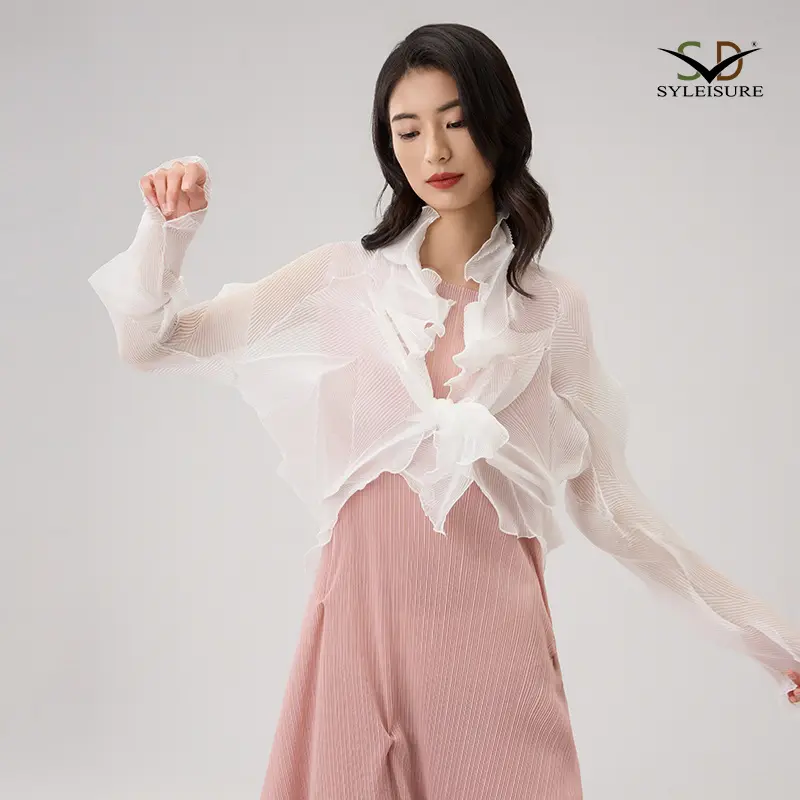 Women's Sheer Pleated Ruffled Shrug (4).jpg