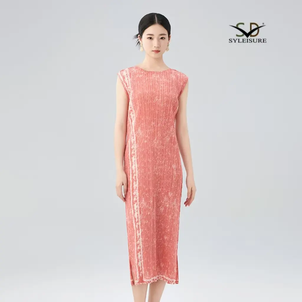 Women's Printed Sleeveless Midi Dress