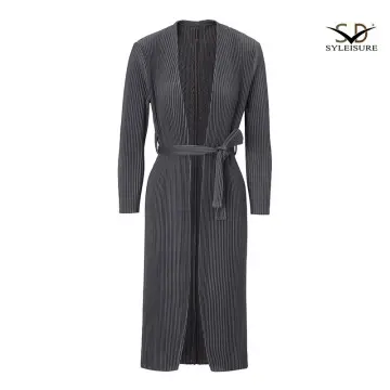 Women's Pleated Long Belted Coat