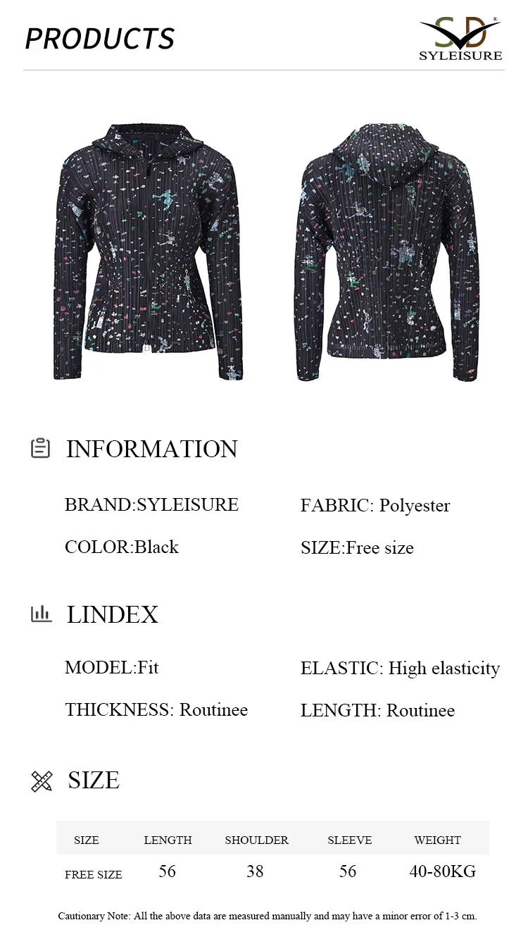 Women's Pleated Printed Hooded Jacket (8)