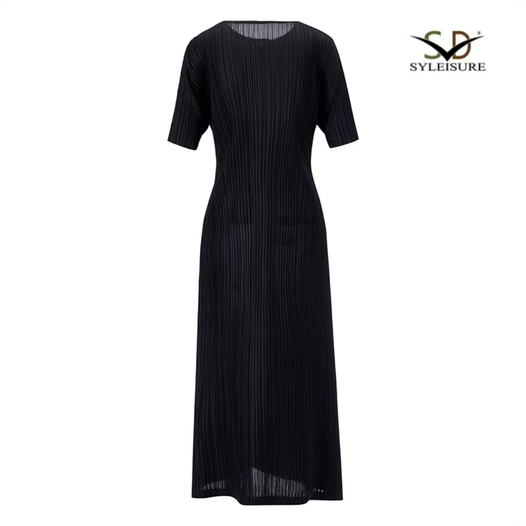 Women's Pleated Short - Sleeve Midi Dress (1).jpg