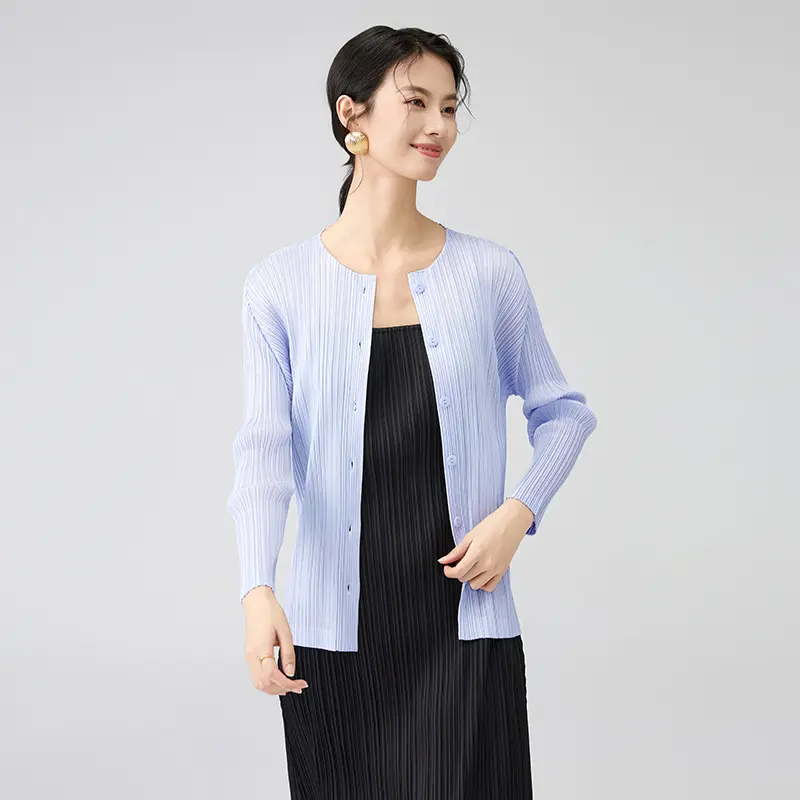 Pleated Long Sleeve Button Up Cardigan (3).jpg