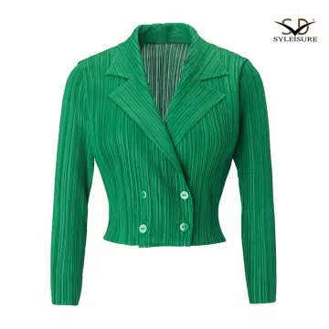 Women's Pleated Cropped Blazer