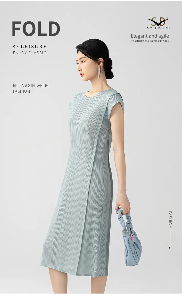 Sleeve Pleated Midi Dress (5)