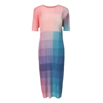 Women’s Gradient Color Pleated Midi D...