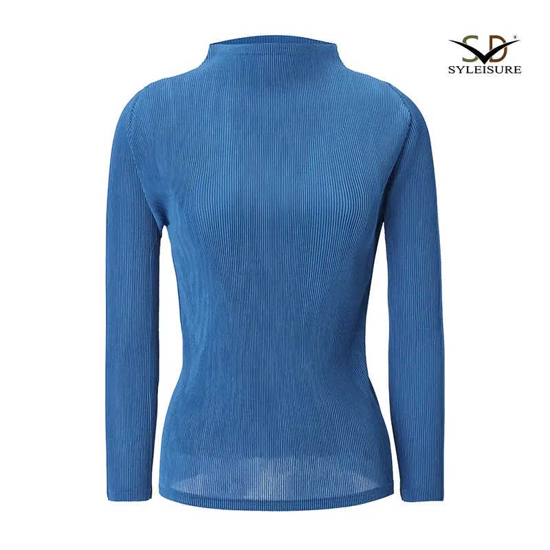 Women's Pleated Long - Sleeve Mock Neck Top (1).jpg