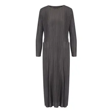 Minimalist Pleated Long Sleeve Midi D...