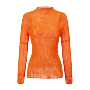 Women’s High Neck Pleated Slim Fit Top – Long Sleeve Lightweight Blouse