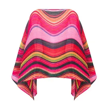 Bohemian Multicolor Pleated Poncho Top