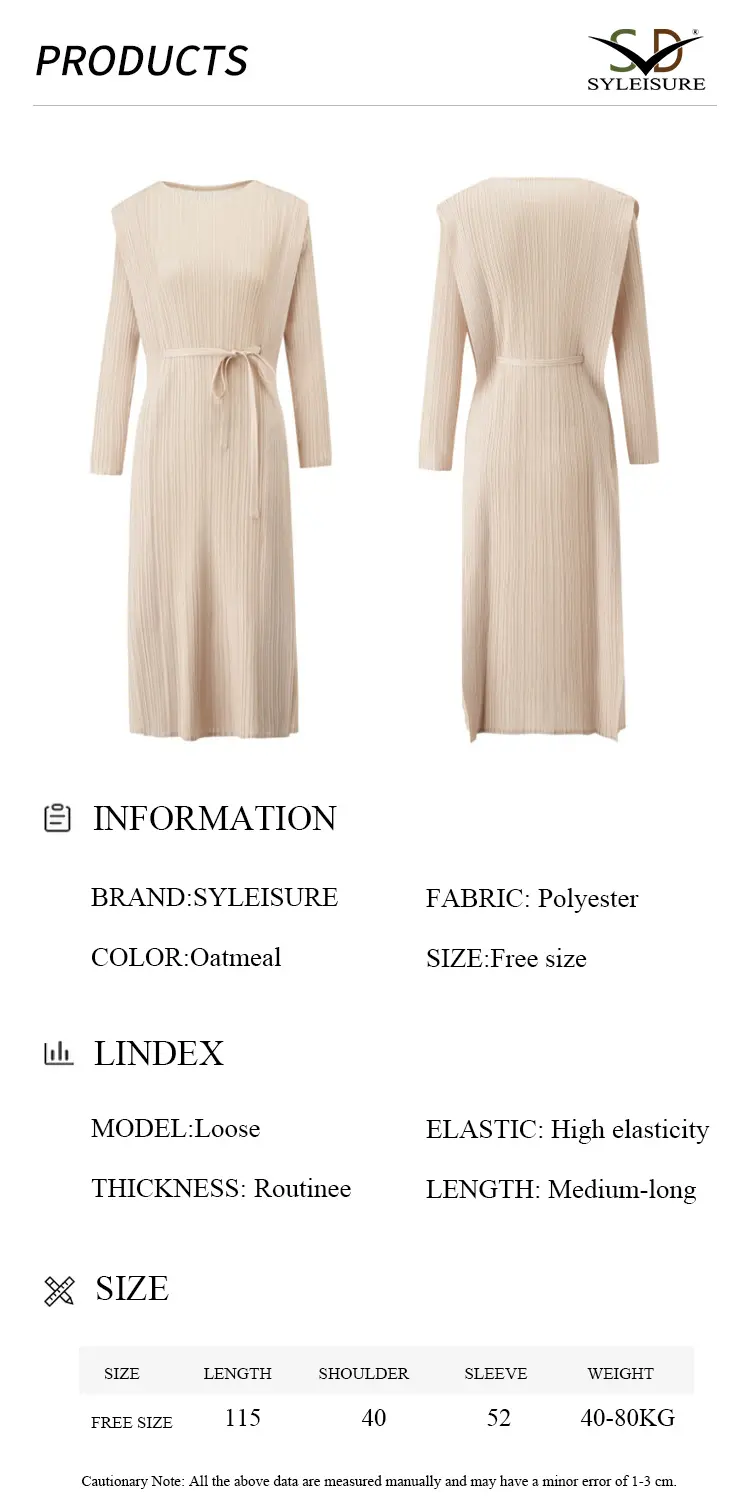 Women's Pleated Long - Sleeve Midi Dres (4)