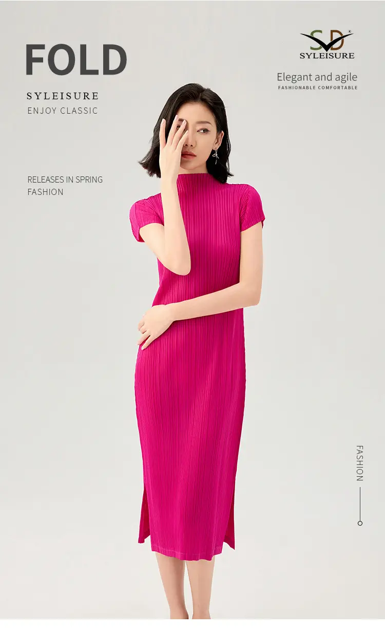 Mock Neck Short Sleeve Midi Dress  (1)