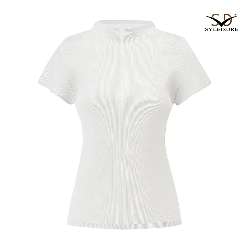 Women's Pleated Short - Sleeve Mock Neck Top (1).jpg