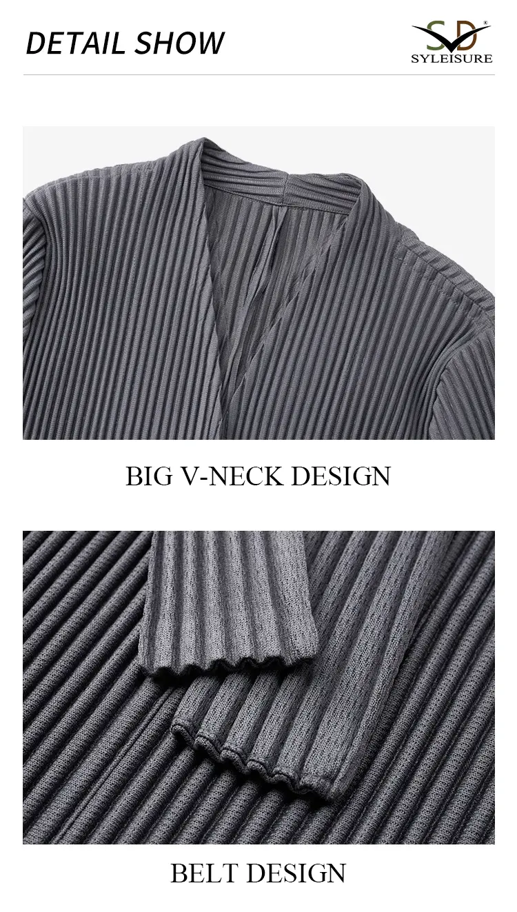 Women's Pleated Long Belted Coat (9)