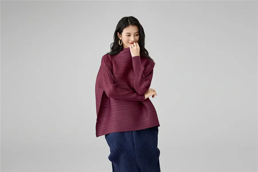 Women's Elegant Pleated Long Sleeve Blouse