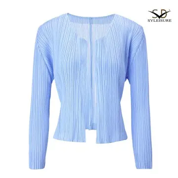 Women's Pleated Long - Sleeve Cardigan
