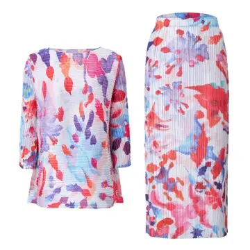Floral Pleated Two Piece Set for Women