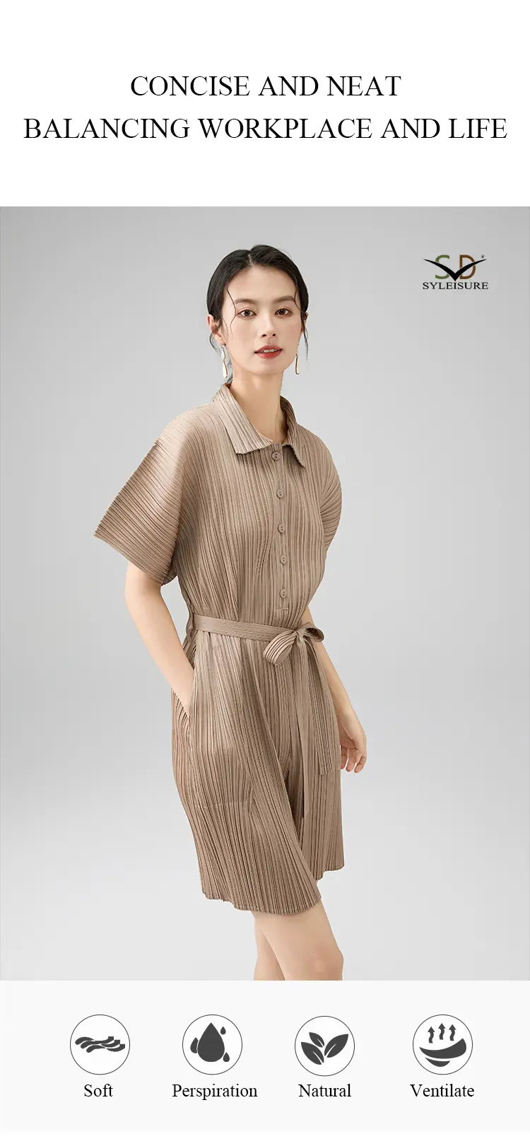 Women's Pleated Short - Sleeve Romper (7)