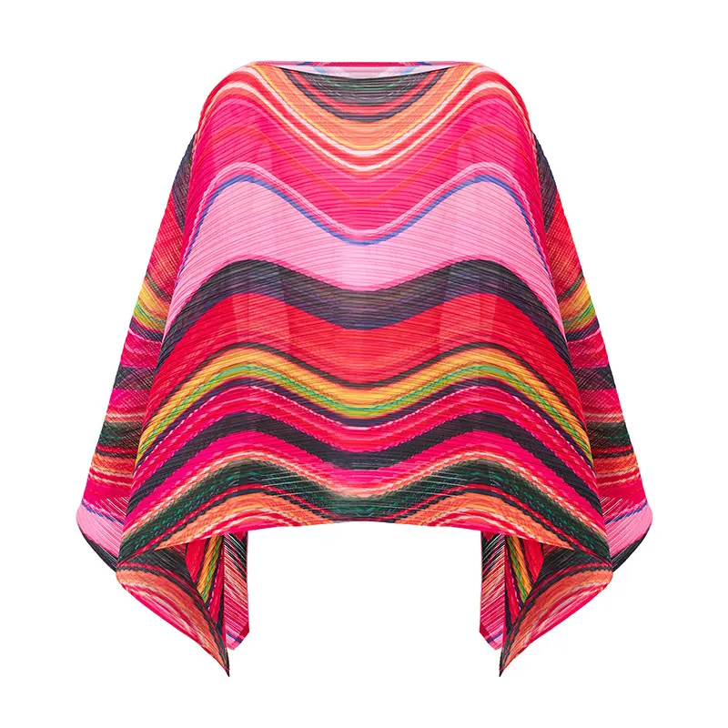 Bohemian Multicolor Pleated Poncho Top (1).jpg