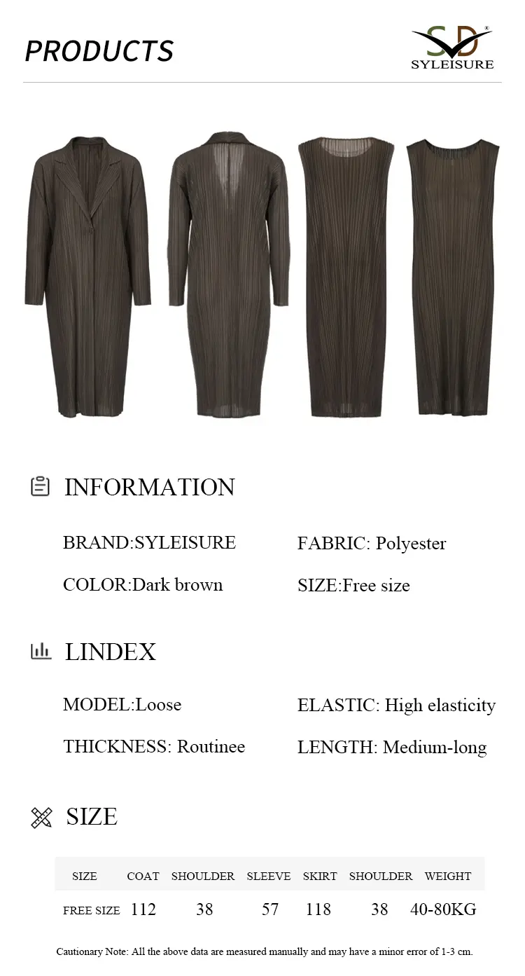 Women's Pleated Long Open - Front Coat (8)