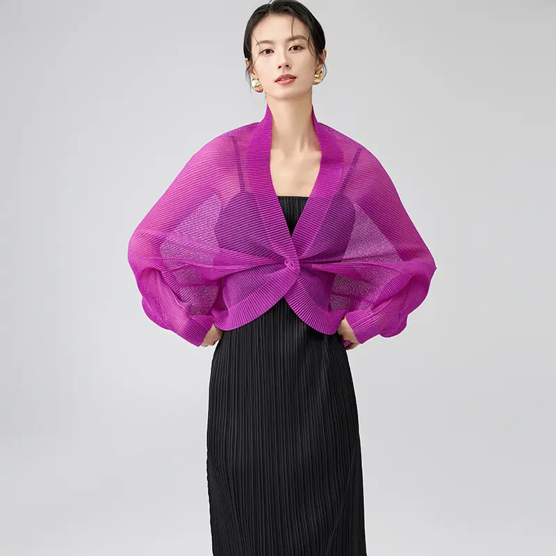 Sheer Pleated Bolero Shrug Cardigan