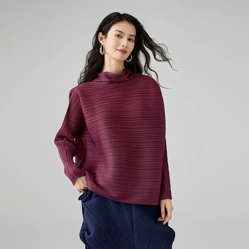 Women's Elegant Pleated Long Sleeve B...