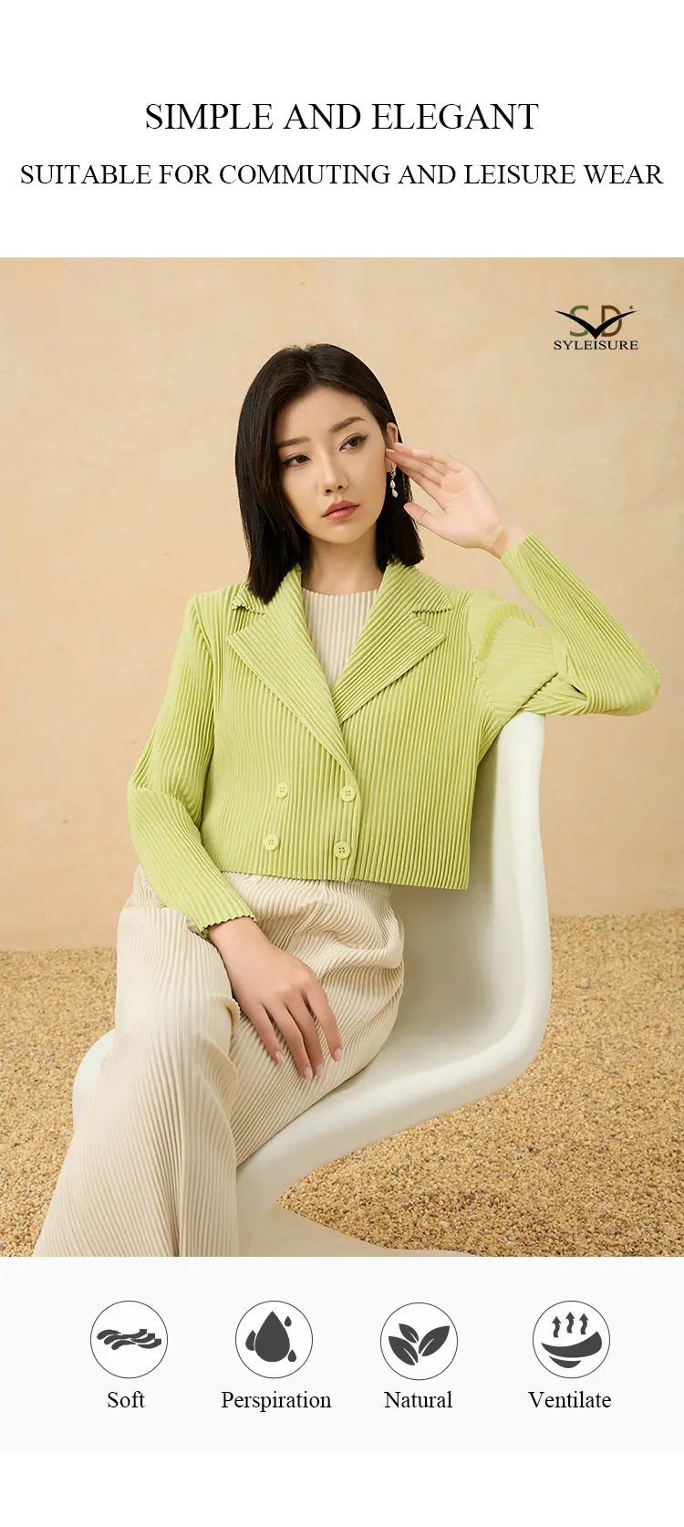 Women's Pleated Cropped Blazer (7)