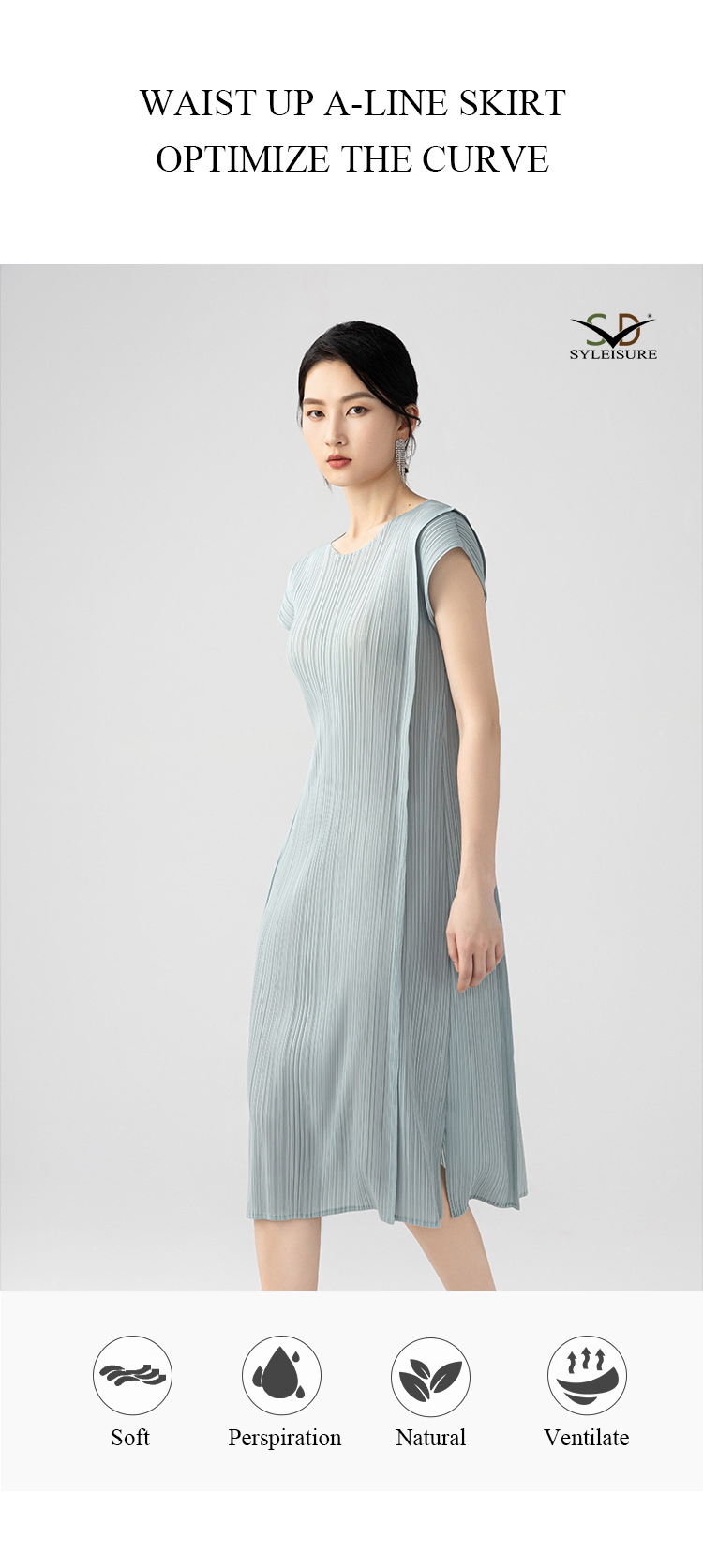 Sleeve Pleated Midi Dress (7)